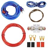 Carreuty 10GA Kfz Verstärker Kabelsatz Anschluss Set, 1500w Subwoofer Kabel Set Auto Verstärker Kabel Car Audio Wire Endstufen Anschluss Kabelsatz installieren Verbinder Set mit Sicherung