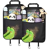 EZILIF Rückenlehnenschutz Auto Kinder, Autositz Organizer Wasserdicht 900D-Polyeste, Auto Organizer Kinder mit Tablet Tasche, Rücksitz Organizer Kick-Matten-Schutz, 2 Stk Sitzschutz Auto Rückenlehne