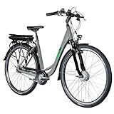 ZÜNDAPP Z502 E Bike Damen 28 Zoll Pedelec 155-180 cm Elektrofahrrad 7 Gang Damenfahrrad 522 Wh E Fahrrad (grau/grün, 50 cm)