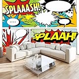 3D Effekt Fototapete Comic-Pop-Art-Elemente Wanddeko Tapete, Karikatur Hochwertige Wanddekoration Wandtapete, Vlies Tapete Wandbild für Wohnzimmer Schlafzimmer Büro 200x140cm