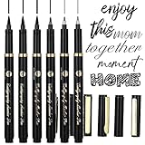 welsberg 6 Stück Kalligraphie Marker Stifte, Handlettering Calligraphie Pen, Schwarz Brush Marker Stifte Set für Handlettering, Anfänger Tagebuch, Journal Zubehör, Unterschrift (4 Größen)