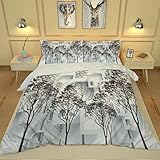 SVTUSR Bettwäsche 155X220 Jungen Mikrofaser 3 Teilig - 3D Kreative Äste Druck Muster Winter Bettbezug Set, Weiche Flauschige Bettbezüge Mit Reißverschluss Und 2 Kissenbezug 80X80Cm