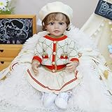 YIHANGG 55cm Babypuppen wie Echt Mädchen mit Braunem Haar Lebensecht Reborn Baby Doll Neugeborenes Offene Augen Reborn Puppe Geburtstag Weihnachten Geschenk