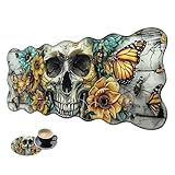 Extra großes Gaming-Mauspad, XL-Schreibtischunterlage (31,5 x 11,8 cm) mit genähten Kanten, Sonnenblumenschädel, rutschfestes, verlängertes Mauspad, Tastatur-Mauspad, weiche, lange