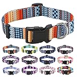 Mihqy Hundehalsband, Verstellbares, Weich & Komfort Hunde Halsband, Böhmisches, Blumen, geometrisches, Stammes Design, für Kleine, Mittlere und Große Hunde(Böhmische Orange,S)