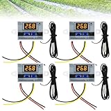 4 Stück XH-W3001 Digitaler Temperaturregler mit Fühler, 220V Raumthermostat, Heizungs Thermostat Klima Temperatursteuerungsschalter, Thermostatschalter für Inkubator, Heizung Kühlung