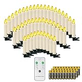 OZAVO 30er Weihnachtskerzen mit Batterie, kabellose LED Kerzen, Christbaumkerzen mit Fernbedienung, Weihnachtsbaumbeleuchtung, Weihnachten