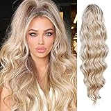 Ponytail Extension Pferdeschwanz Zopf mit Side Clip in Bangs Pony Haarteil wie Echthaar Haarverlängerung Extensions Blond Lang Locken Hair Piece Hitzebeständig Clips Haarteile 50cm 079C