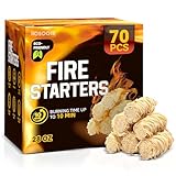 Hosoote 70 Stück Natürliche Anzünder für Kamin, Pelletofen und Holz, Lagerfeuer, Grill, Pizzaofen, Feuerstelle, Smoker - Grillanzünder, Kohleanzünder für Grill