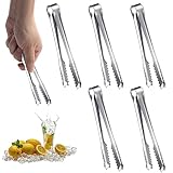 5 Stück Edelstahl Eiszange, Zuckerzange Set, 15cm Mini Süßigkeiten Zange Küchenzange, Mehrzweck Servierzange, Candybar Zangen Eiszange für Küche, Party, Büfett, Grill, Picknick, Hochzeit (Silber)