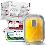 freshmaster Frischhaltedosen Glasbehälter mit Deckel - TESTURTEIL SEHR GUT - Länger frisch mit Spezialdichtung - bruchsicheres Glas Set - verdoppelte Temperaturbeständigkeit -40 bis +560 I (6 teilig)