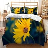 Bettwäsche 200x220 Sonnenblumen Bettwäsche-Sets Fotografie Bettbezug mit Reißverschluss 3D Weiche Mikrofaser Bettbezüge mit 2 Kissenbezüge 80x80 cm A-903