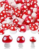 TPZORJX 50pcs Pilz Deko,Gartenpilze Ornamente,Pilz Miniatur Blumentöpfe,Pflanzen Statue Mini Pilz,Pilze Garten Töpfe,Mini Rote Pilze,für Party Puppenhaus Rasen Garten Pilze Deko Kunstgemüse Deko