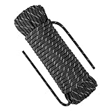 NorthPada 10 mm x 30 Meter Statisches Outdoor-Kletterseil, Nylon-Hochleistungsseil, Baumpfleger-Baumarbeitsseil, Marine-Anker-Boot-Seil, Abseil-Notfallseil, Schaukelseil, Schwarz