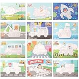 JUNJIEFU 12 Stück Kreatives Kinder Bastelset, Mosaik Bastelset Kinder, 3D Moosgummi Mosaik für Entwicklung Visueller und Sensorischer Integrationsfähigkeiten