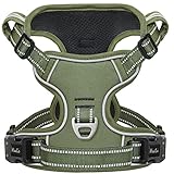 HEELE Hundegeschirr, Hundegeschirr Grosse Hunde Anti Zug Geschirr Hunde Brustgeschirr Weich Gepolstert Atmungsaktiv, Armee Grün, XL