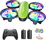 Mini Drohne für Kinder Anfänger, TOMZON RC Quadrocopter mit LED Lichter, Helikopter Flugzeug ferngesteuert, Lange Flugzeit, 360° Propellerschutz, Werfen Go/3D Flip/Rotation/Kreisen, Indoor Drone, Grün