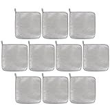 Wire Dishwashing Cloth, Steel Mesh Design, 20x20cm/7.87x7.87 Inches 10x Pack, Three-Layer Build, Wet or Dry Use, Kitchen or Household Cleaning Silver Silk Cloth, Sponge