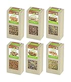 FLORTUS – BIO Sprossen Samen Mischung 6x200g – Keimsprossen Set zur Anzucht für Keimglas, Garten, Balkon, Küche & Fensterbank – Sprossenmischung Saatgut in höchster Bioqualität - Ideal als Geschenk
