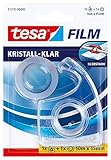 tesa tesafilm kristall-klar, 1 Rolle, Easy Cut Handabroller, Transparent, 10m:15mm