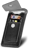 ONEFLOW Zeal Case kompatibel mit Apple iPhone 15 Hülle mit Kartenfach 360 Grad Rundum-Schutz Gürteltasche, Vegan Leder Sleeve Handyhülle Gürtel-Clip Halterung - Schwarz