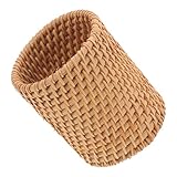HOODANCOS Aufbewahrungsbehälter für Make-up-Pinsel Rattan klein Natürlich ästhetisch Büro Bleistift Home Stifthalter Dekorativer Stifteimer Schminktischbürstenhalter Brown