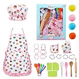 LEADSTAR Kinder Backset, Kochschürze Kinder Schürze Mädchen Kinderschürze Chef Set Kochset Kinder Küchenspielzeug Kochen Geschirr Spielen Rollenspiele Küche Spielzeug Geschenk mit Kochmütze, 30 Stück