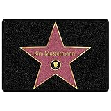 Personalisierte Fußmatte | Schmutzfangmatte mit Walk of Fame Stern | Geschenk zum Geburtstag, Einzug, Weihnachten | Fussmatte als Einweihungsgeschenk | Türmatte mit Namen & Motiv | 60x40cm ohne Rand