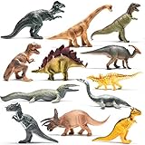 Prextex Große Dinosaurier Figuren aus Kunststoff, Dino Spielzeug Set mit Realistische Optik für Kinder, 12 Dinosaurier-Arten Einschließlich T-Rex, 25 cm Groß Tiere Figuren