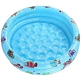 Baby Swimmingpool, tragbarer blau aufblasbarer Kinderpool Kleinkind 3 Ringe runde Pad Pool für Kinder in die Luft jagen (150 cm)
