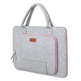 Ropch 11,6 Zoll Laptoptasche Notebooktasche, Filz Laptophülle Laptop Aktentasche Schutztasche Schutzhülle Laptop Tragetasche Handtasche Kompatibel mit Acer/Asus/Dell/Lenovo - Grau & Rosa