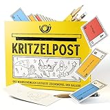 Toleva Kritzelpost - Das lustige Zeichenspiel für 4-16 Personen I Partyspiele für Erwachsene wie stille Post - Extrem witziges Gemeinschaftsspiel & Familienspiel ab 8 Jahren | Kleines Mitbringsel