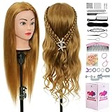 Neverland Frisierkopf 80% Echthaar Friseurkopf 24 Zoll Trainingsköpfe für Friseure Übungskopf Friseursalon Puppenkopf Friseur Mannequin kopf mit Tischhalter + Haar Styling Braid Set