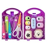 CRGANGZY 2er Set Bastelschere, Kreatives Kinder-DIY-Stanzset mit Blumen- und Sternreliefwerkzeug, Bastelschere for Kärtchen, DIY-Kinderlochstanze, Projektwerkzeug for Bastelarbeiten