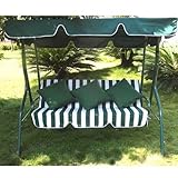 Loywe Hollywoodschaukel Gartenschaukel Schaukelbank 3-Sitzer mit Dach Stahlgestell,Grün 170x115x156cm LW12