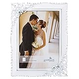 Goldbuch 98 0043 Bilderrahmen Eternity, Galerierahmen für Bilder im Format 13x18 cm, Metallrahmen in Weiß, Fotorahmen mit Verzierung, Rahmen mit Wandhalterung und Aufsteller, Portraitrahmen, Foto