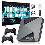 KINMRIS Retro Video spielkonsole 256G Super Console X2 Pro mit 60+ Spieleemulatoren 70000 Videospielen mit Two Gamepad Kinder Spielebox