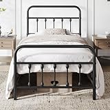 Yaheetech Bettrahmen Metallbett Bettgestell aus Metall mit Lattenrost, Modern Gästebett Jugendbett, Schwarz 90 x 200 cm