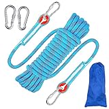 Kletterseil Sicherheitsseil 10m, Outdoor Kletterseil 8mm, Statisches Sicherheits Kletterseil, Klettern Sicherheitsseil, Nylon im Freien Rettungsseil Hochfestes Seil mit Karabiner für Campin Wandern