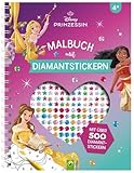 Disney Prinzessin Malbuch mit Diamantstickern | Malspaß mit über 500 funkelnden Glitzersteinen: Stickerbuch für Disney-Fans mit funkelnden Diamanten zum Aufkleben