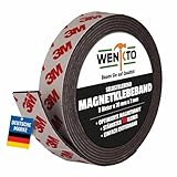 WENKTO® Magnetklebeband 3 Meter; Starkes 3M Magnetband DIY-Projekte & Heimwerken; Flexibles Klebeband mit Magneten; Magnetisches Band für Wände, Türbefestigungen & mehr (1x 3 Meter, 2 cm Breite)