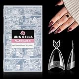 UNA GELLA Mandel Tips für Gelnägel Tips: 312 Stück 12 Größen Almond Nageltips Soft Gel Tips, Vorgeformte Klare Falschnägel mit Griffen für Press On Nails Verlängerung DIY Home Salon