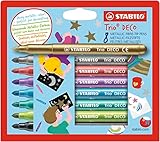 STABILO - Metallic-Filzstift mit robuster XL-Spitze - Trio DECO - 8er Pack - 8 verschiedene Farben