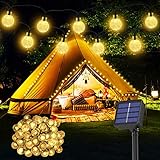 Solar Lichterkette Aussen Wetterfest, 60 LED 13,2M 43,3Ft 8 Modi IP65 Outdoor Lichterkette Solar aussen Wetterfest Lampions für Balkon Terassen Garten Bäume Weihnachtsdekoration Festival(warmweiß)