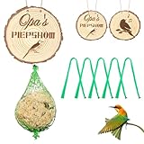 LHOEST 6 Stück Geschenke für Opa, Opa Garten Geschenk Geburtstag aus Holz, Doppelseitiges Muster, Meisenknödelhalter Mit 5 Netzbeutel, Vogelfutterhaus Wildvögel, Opas Piepshow Aufhängen