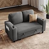 LINSY HOME Loveseat Sofa mit Stauraum – Bequemes Plüsch-Cord-2-Sitzer-Sofa mit Getränkehaltern, Sofa Klein für Kleine Räume, Wohnzimmer, Schlafzimmer, Wohnung