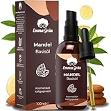 Emma Grün® Bio Mandelöl Kaltgepresst 100ml [100% REIN] - Hochwertiges Mandel Öl für Haut, Haare & Babypflege - Clean Almond Oil - Mandel Kosmetiköl für Haarspitzen & Massage - Kaltgepresstes Basisöl
