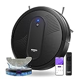 MONSGA Saugroboter mit Wischfunktion 3 in 1, Staubsauger Roboter 3000PA, Saugroboter mit 2 Bürsten, Selbstaufladend, WiFi, 140Mins, Ideal für Tierhaare, Teppich, Hartboden (Schwarz)