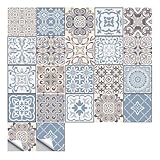 BQRKOTM 20 Stück Fliesenaufkleber Mosaik Wandfliese Aufkleber PVC Fliesensticker Fliesen Marokko Selbstklebende Tapete Wasserdicht Wandaufkleber für Küche,Schrank,Möbel,Tisch 10 * 10cm