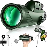 Severnier Monokular Teleskop Erwachsene, 40x60 Monoculars mit stativ, BAK4 Prisma Fernrohr monokular, für Konzerte, Sportveranstaltungen, Wildtiere, Wandern, Jagd, Camping (‎Armeegrün)